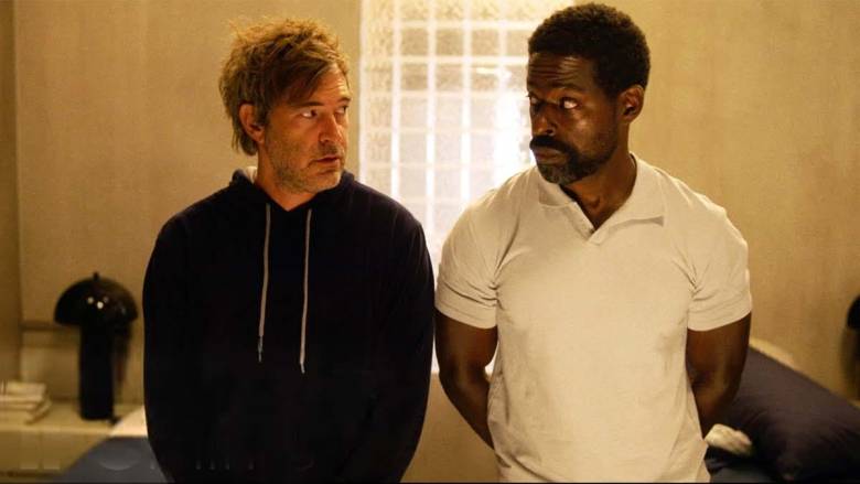 Mark Duplass as Billy and Sterling K. Brown as Ray in “Biosphere” (2022). Courtesy of IFC Films.