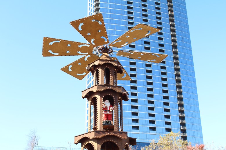 A decorative pagoda at the Baltimore Christmas Village. 