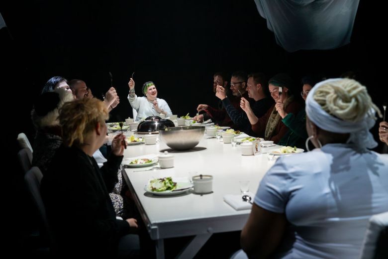 A group of people seated at a table.