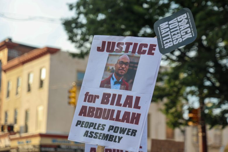 A sign callng for justice for Bilal Abdullah.
