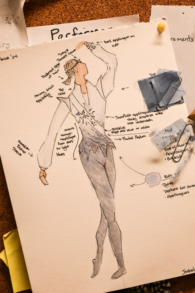 A photo of a sketch of a costume.