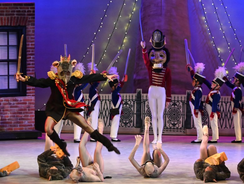 The Rat King dances while he fights The Nutcracker.
