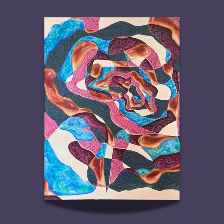 A piece of art featuring swirling colors.