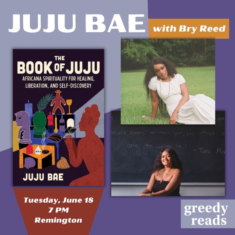 Flier for book talk on Tuesday, June 18 at 7pm. Remington 
Flier shows two people with brown skin 