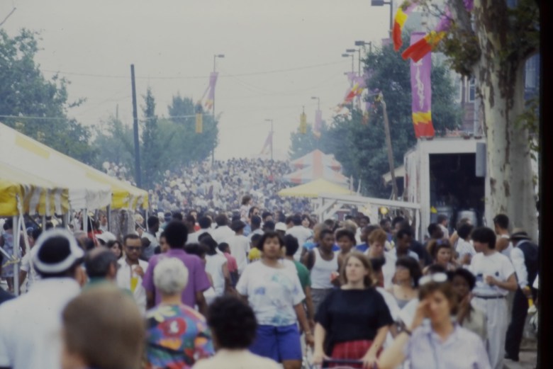 Thousands of people fill the street during Artscape in 1985. Image courtesy of the Baltimore Office of Promotion & Arts.