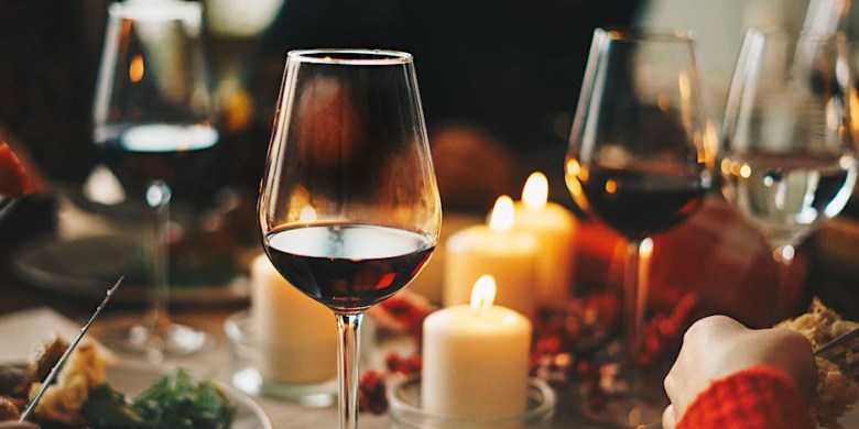 A photograph of a holiday tablescape. 