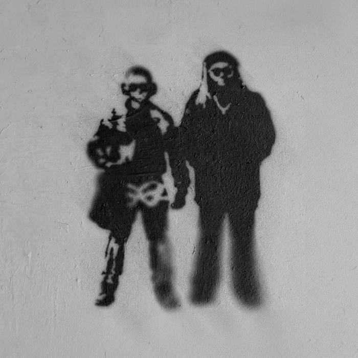 illustrated album cover of two figures