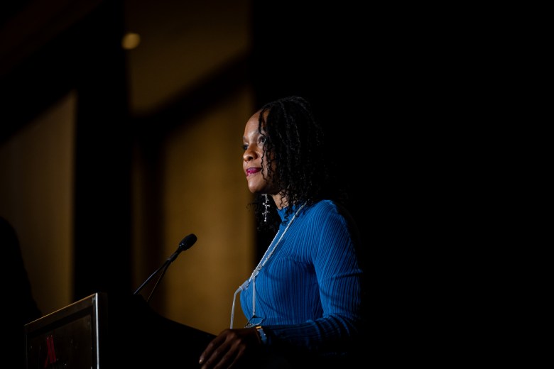 Photo of Imani Perry at a podium. 