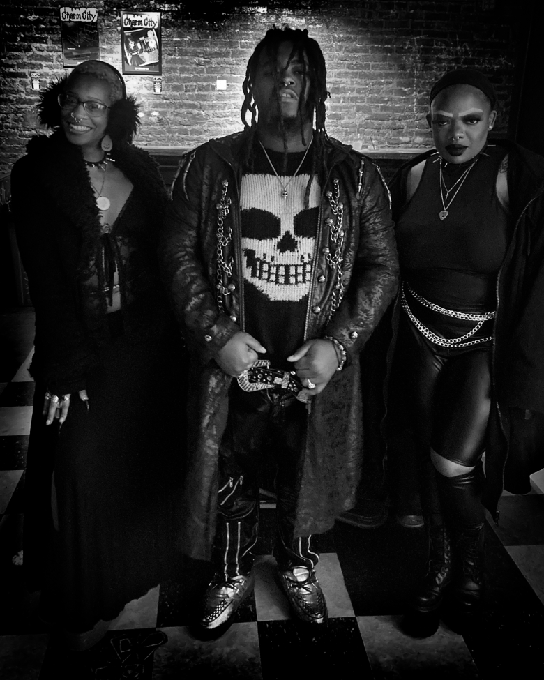 Attendees at Black Celebration at Ottobar pose in alternative clothes.