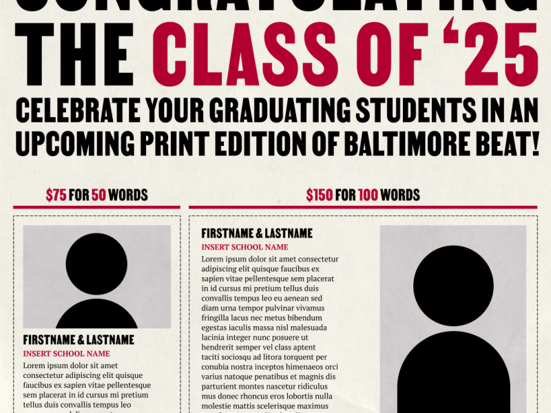 Get your graduation announcement in Baltimore Beat!